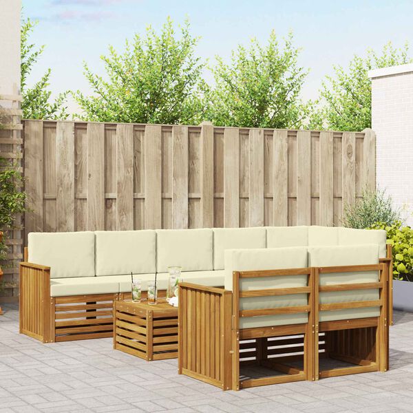 vidaXL Ensembles de canap&eacute;s avec coussin 9 pcs Naturel et Cr&egrave;me
