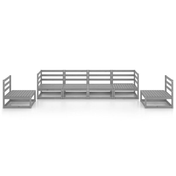 vidaXL Salon de jardin 6 pcs gris bois de pin massif