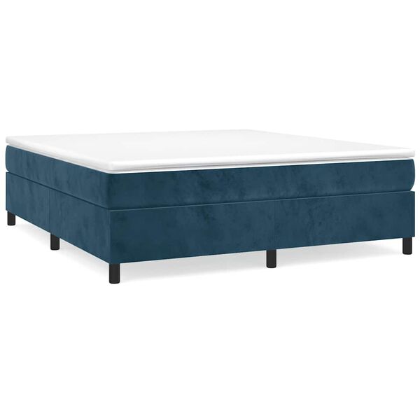 vidaXL Sommier &agrave; lattes de lit et matelas Bleu fonc&eacute; 160x200cm Velours