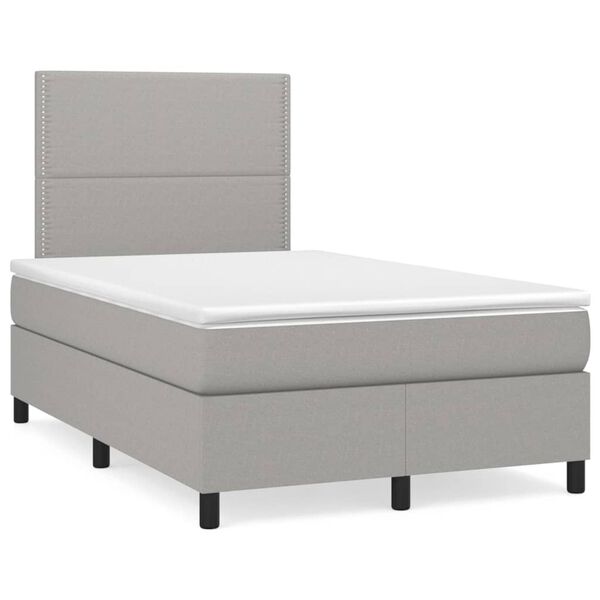 vidaXL Sommier &agrave; lattes de lit matelas LED gris clair 120x190 cm tissu