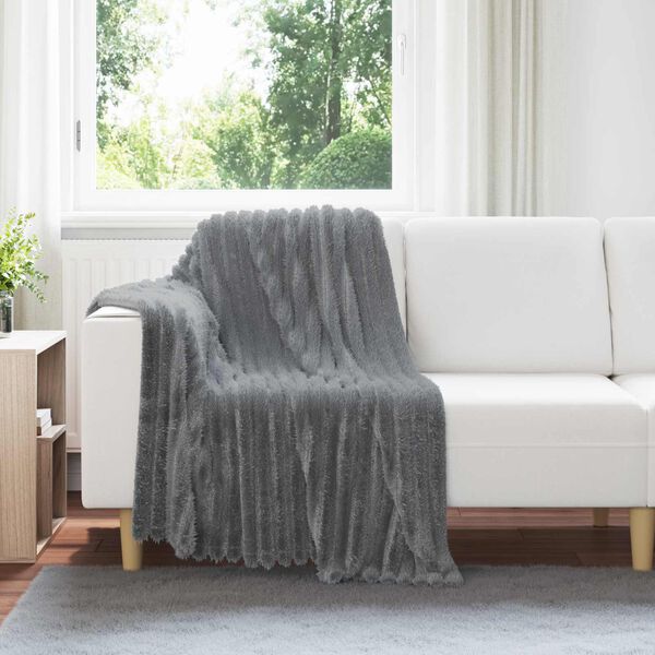 vidaXL Jet&eacute; Gris fonc&eacute; 150 x 130 cm Toison