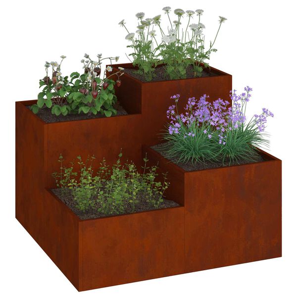vidaXL Cache-pot de jardin Rouill&eacute; 100 x 100 x 60 cm Acier patin&eacute;