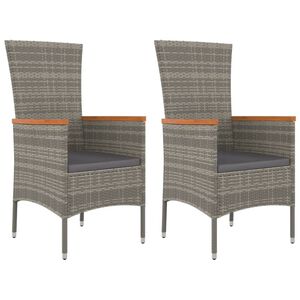 vidaXL Chaises de jardin avec coussins lot de 2 R&eacute;sine tress&eacute;e Gris