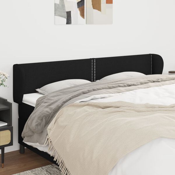 vidaXL T&ecirc;te de lit avec oreilles Noir 183x23x78/88 cm Tissu