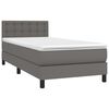 vidaXL Sommier &agrave; lattes de lit avec matelas et LED Gris 90x190 cm