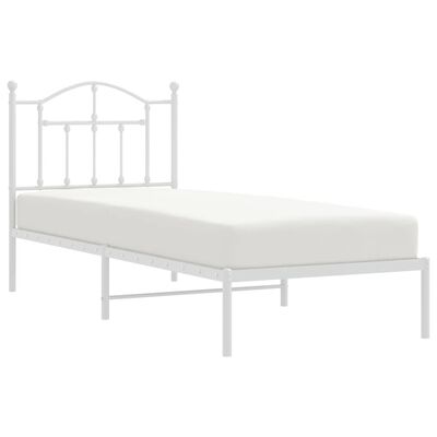 vidaXL Cadre de lit métal sans matelas avec tête de lit blanc 90x190cm