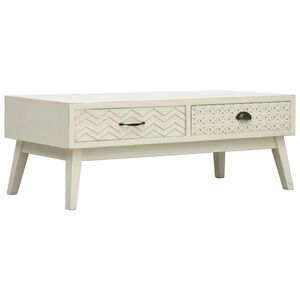 vidaXL Table basse avec 2 tiroirs Gris sculpt&eacute; 110x50x40 cm Bois