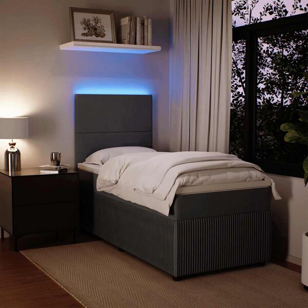 vidaXL Sommier &agrave; lattes de lit et matelas Gris fonc&eacute; 90x190 cm Velours