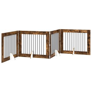 vidaXL Porte de chien pliable avec supports 4 pc Ch&ecirc;ne fum&eacute; 401 cm