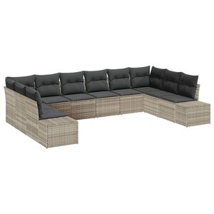 vidaXL Ensemble de canap&eacute; de jardin 10 pcs Gris clair Polyrotin