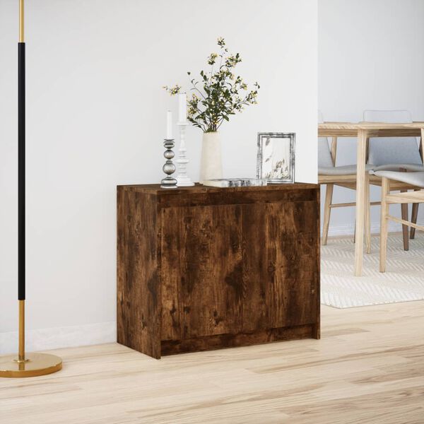vidaXL Buffet avec LED ch&ecirc;ne fum&eacute; 72x34x61 cm bois d'ing&eacute;nierie