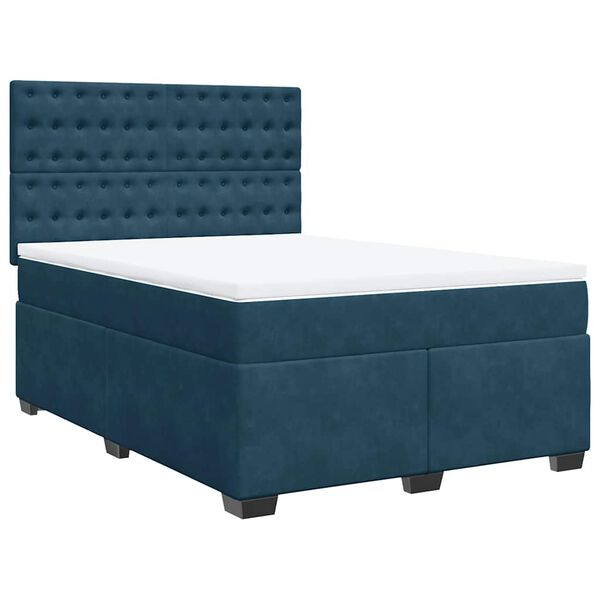vidaXL Sommier &agrave; lattes de lit et matelas bleu 140x190 cm velours