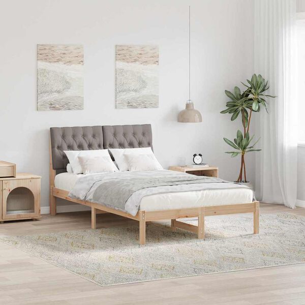 vidaXL Cadre de lit avec t&ecirc;te de lit rembourr&eacute;e Marron 120 x 190 cm
