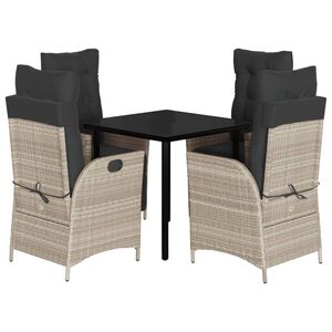 vidaXL Ensemble &agrave; manger de jardin et coussins 5 pcs gris clair rotin