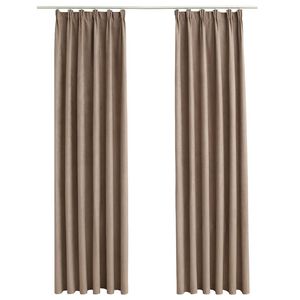 vidaXL Rideaux occultants avec crochets 2 pcs Taupe 140x225 cm