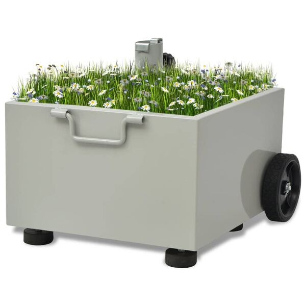 vidaXL Pot de plantes et support de parasol d'ext&eacute;rieur 2-en-1 Gris