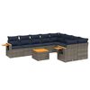 vidaXL Salon de jardin 10 pcs avec coussins gris r&eacute;sine tress&eacute;e