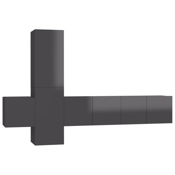 vidaXL Ensemble de meubles TV 5 pcs Gris brillant Bois d'ingénierie