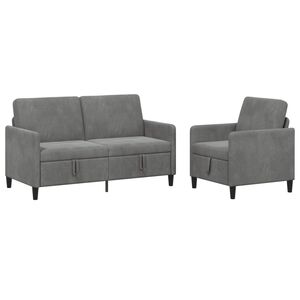 vidaXL Canap&eacute; avec rangement 2 pc Gris fonc&eacute; Polyester