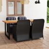 vidaXL Ensemble &agrave; manger de jardin coussins 5 pcs R&eacute;sine tress&eacute;e Noir