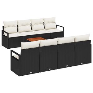 vidaXL Ensemble de canap&eacute; de jardin avec coussin 9 pcs Noir polyrotin