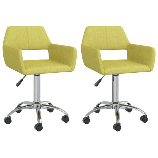 vidaXL Chaises pivotantes &agrave; manger lot de 2 vert tissu