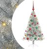 vidaXL Sapin de No&euml;l artificiel pr&eacute;-&eacute;clair&eacute; Argent 120 cm PET