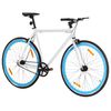vidaXL V&eacute;lo &agrave; pignon fixe blanc et bleu 700c 51 cm