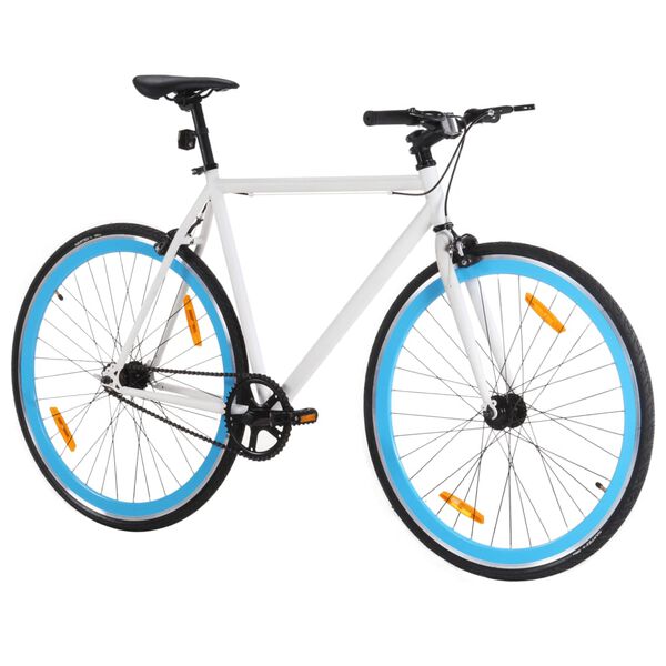 vidaXL V&eacute;lo &agrave; pignon fixe blanc et bleu 700c 51 cm