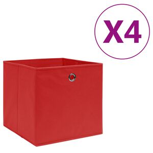 vidaXL Bo&icirc;tes de rangement 4 pcs Tissu intiss&eacute; 28x28x28 cm Rouge