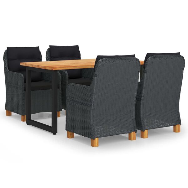 vidaXL Ensemble &agrave; manger de jardin avec coussins 5 pcs R&eacute;sine tress&eacute;e