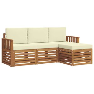 vidaXL Ensemble de canap&eacute;s d'ext&eacute;rieur 4 pc Naturel et Cr&egrave;me
