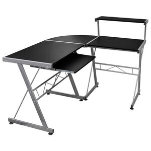 vidaXL Bureau d'ordinateur d'angle Noir 132x112x99cm Bois d'ing&eacute;nierie