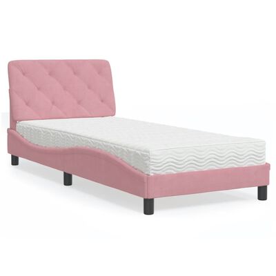 vidaXL Lit avec matelas rose 80x200 cm velours