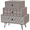 vidaXL Table de chevet avec 3 tiroirs Gris et marron