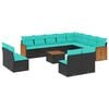 vidaXL Ensemble de canap&eacute; de jardin 13 pcs avec coussins noir r&eacute;sine tress&eacute;e