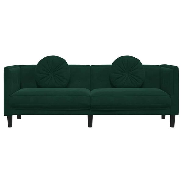 vidaXL Canap&eacute; avec coussins 3 places vert fonc&eacute; velours