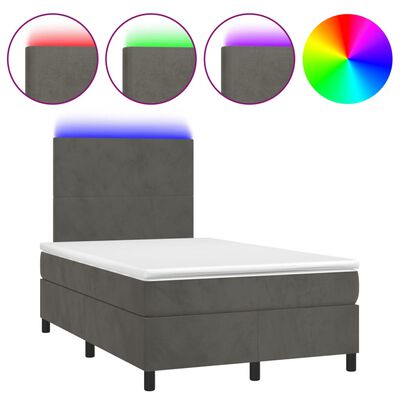 vidaXL Sommier à lattes de lit avec matelas LED gris foncé 120x190 cm