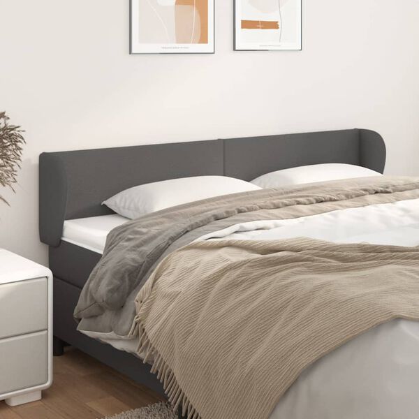 vidaXL T&ecirc;te de lit avec oreilles Gris 203x23x78/88 cm Similicuir