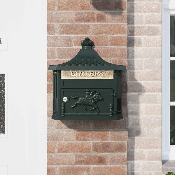 vidaXL Bo&icirc;te aux lettres murale Vert 40,5 x 16 x 45 cm Aluminium coul&eacute;