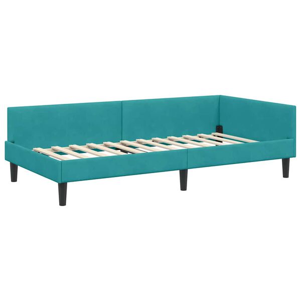 vidaXL Cadre de lit d'angle avec t&ecirc;te de lit Turquoise 90 cm x 200 cm