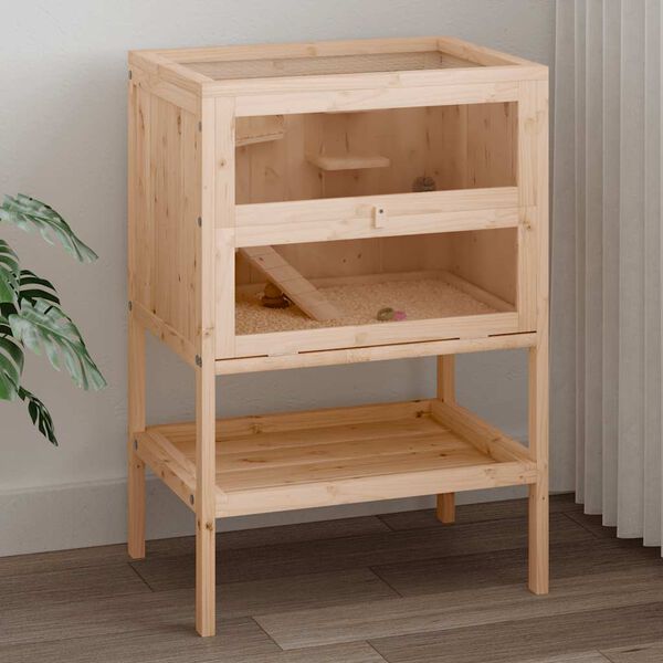 vidaXL Cage pour hamster 55x40x80 cm Bois massif Sapin