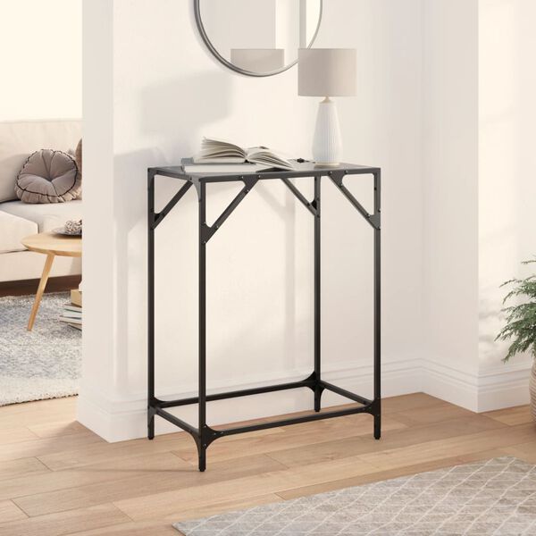 vidaXL Table console avec dessus en verre noir 60x35x81 cm acier