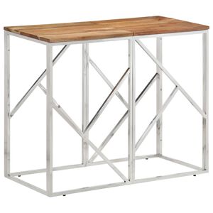 vidaXL Table console argent&eacute; acier inoxydable et bois massif d'acacia
