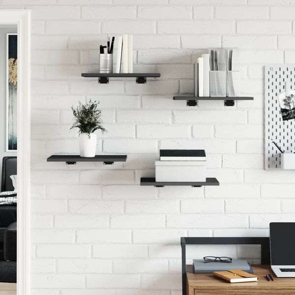 vidaXL Panneaux de biblioth&egrave;que 4 pcs Gris 40x30x1,5 cm Agglom&eacute;r&eacute;