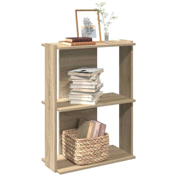 vidaXL Biblioth&egrave;que &agrave; 3 niveaux ch&ecirc;ne sonoma 60x30x80 cm