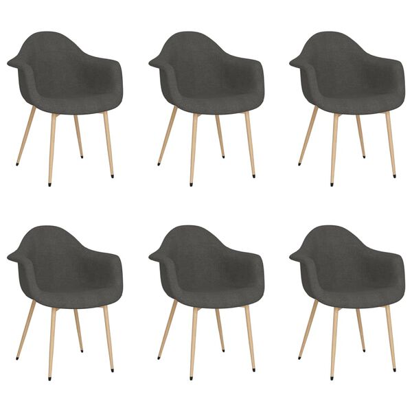 vidaXL Chaises &agrave; manger lot de 6 gris fonc&eacute; tissu