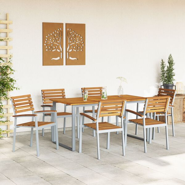vidaXL Ensemble de salle &agrave; manger pour jardin 7 pcs Gris