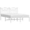 vidaXL Cadre de lit m&eacute;tal sans matelas et t&ecirc;te de lit blanc 135x190 cm