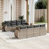 vidaXL Salon de jardin 9 pcs avec coussins gris r&eacute;sine tress&eacute;e
